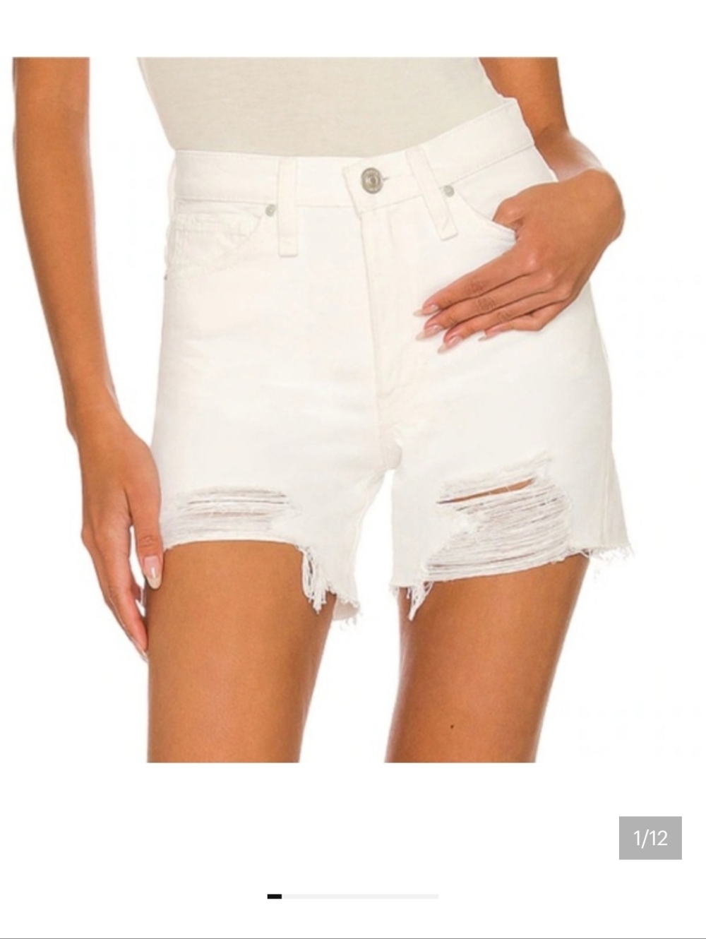 Hudson High-Waist Distressed White Denim Shorts